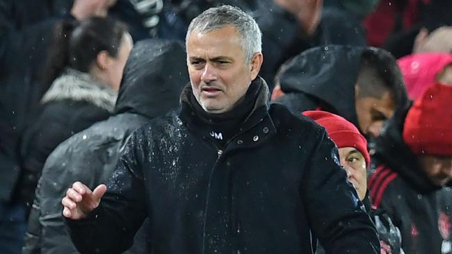 Jose Mourinho after Manchester United’s loss to Liverpool at the weekend. Picture: AFP 