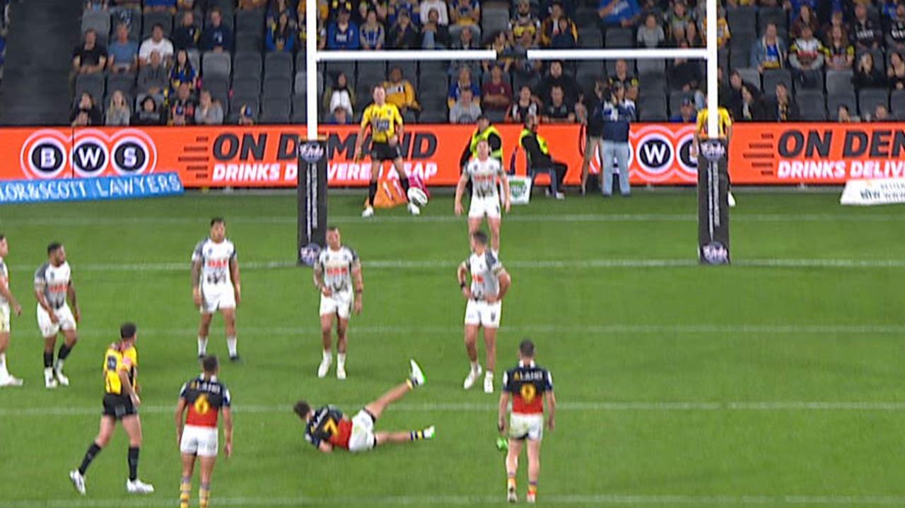 Mitchell Moses slipped over while attempting a conversion, but still managed to get the two points.
