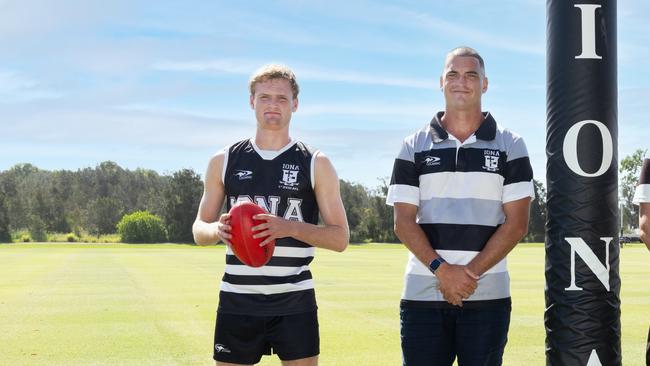 Tom Rockliff with Ben Lillico (left).