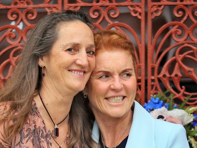 Sarah Ferguson, Duchess of York , with sister Jane at the plaque unveiling for the 120th anniversary of the SCG's Ladies Pavillion. pic Mark Evans