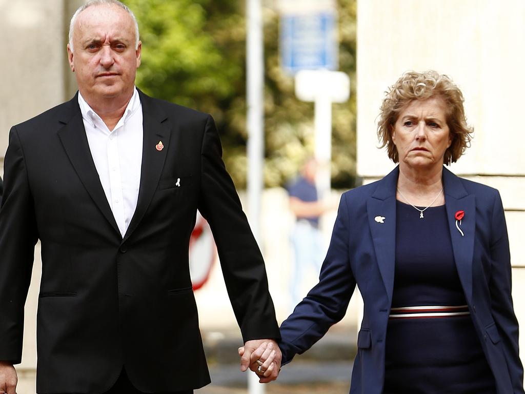 The parents of Grace Millane, David and Gillian Millane arrive at the Auckland High Court on November 06, 2019. Picture: Phil Walter/Getty Images.