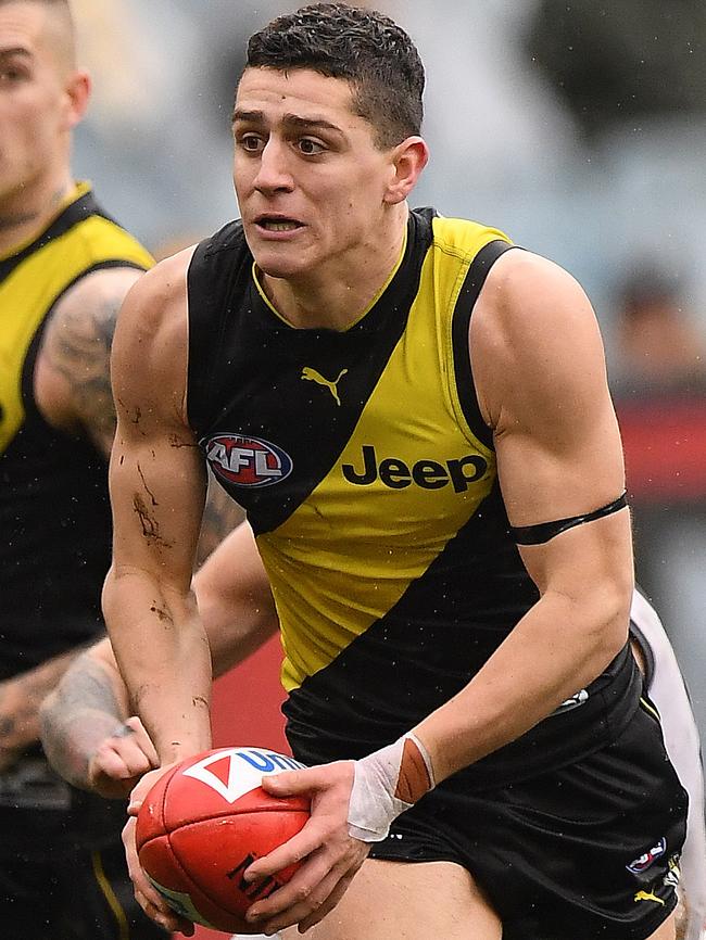 Jason Castagna is quickly becoming a goal machine as part of the Tigers’ mosquito fleet forward line. Picture: AAP