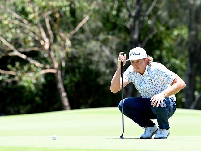 BRISBANE, AUSTRALIA - NOVEMBER 25: Cameron Smith of Australia lines up a putt on the 2nd hole during Day 2 of the 2022 Australian PGA Championship at the Royal Queensland Golf Club on November 25, 2022 in Brisbane, Australia. (Photo by Bradley Kanaris/Getty Images)