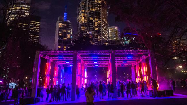 Crowds at Treasury Gardens for White Night. Picture: Jason Edwards