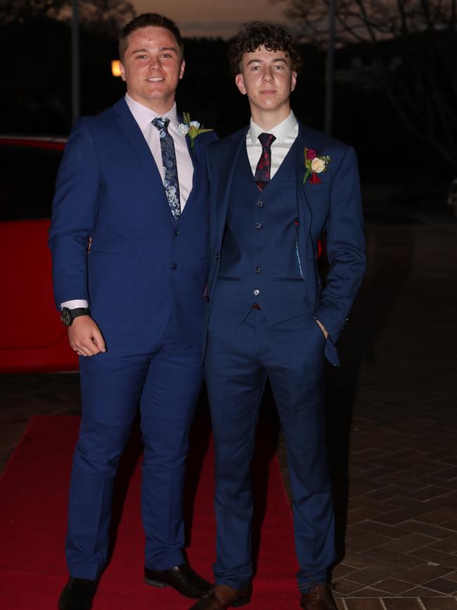 Jake Langmaid, 17, and Josh Clarke, 17, at the Ormeau Woods School formal at Links Resort, Hope Island. Picture: Glenn Hampson