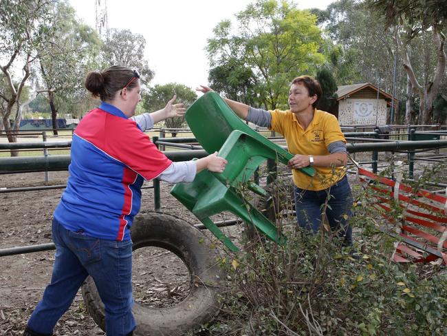 The community has rallied to help the centre clean up. Sarah Dautzenberg and Linda Lawson pitch in on DoSomething! Day.