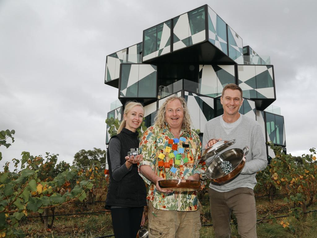 Lindsay Durr, d’Arenberg proprietor and chief winemaker Chester Osborn, and head chef Brendan Wessels. Picture: Kate Elmes Photography