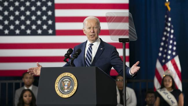 US President Joe Biden speaks to guests during a visit to North Carolina Agricultural and Technical State University.