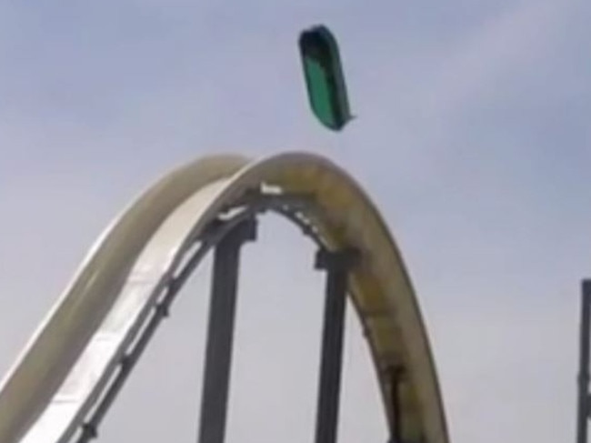 Footage showed rafts flying off the Verruckt ride. Picture: Travel Channel