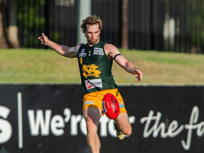 Dylan Landt playing for St Mary's against the Tiwi Bombers in Round 6 of the 2024-25 NTFL season. Picture: Pema Tamang Pakhrin