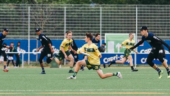 Jono Keyes representing the Goannas in Heidelberg, Germany in 2019. Picture: Supplied