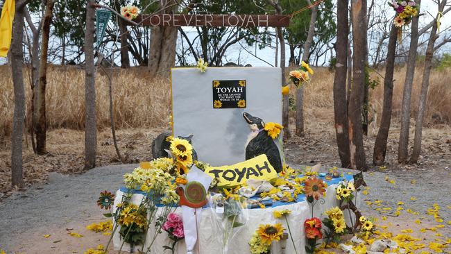 A large, permanent concrete memorial for Toyah Cordingley has been unveiled in a service at Wangetti Beach. The memorial stone includes a plaque with a quote chosen by Toyah's family. PICTURE: BRENDAN RADKE