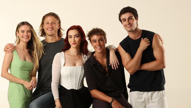 Arnijka Larcombe-Weate, Joe Davidson, Aliandra Calabrese, Chaydon Jay, and Mitchell Bourke are five up-and-coming Queensland actors. Picture: Liam Kidston