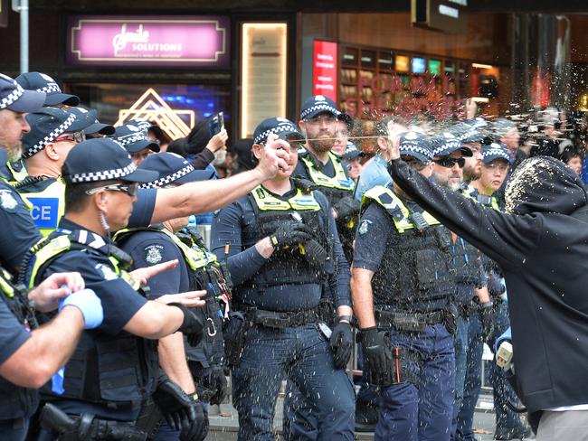Pepper spray was fired at the group. Picture: Josie Hayden