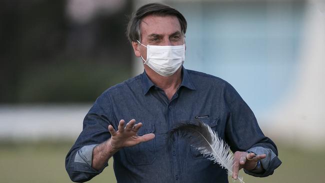 Brazil’s President Jair Bolsonaro after testing positive for COVID-19 in July. Picture: Getty Images