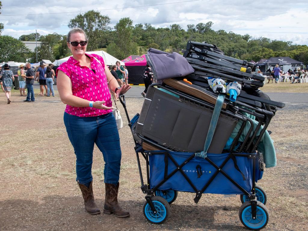 With enough chairs for family and friends, Mandy Creedy prepares to set up for a great night at Meatstock - Music, Barbecue and Camping Festival at Toowoomba Showgrounds.Friday March 8, 2024 Picture: Bev Lacey