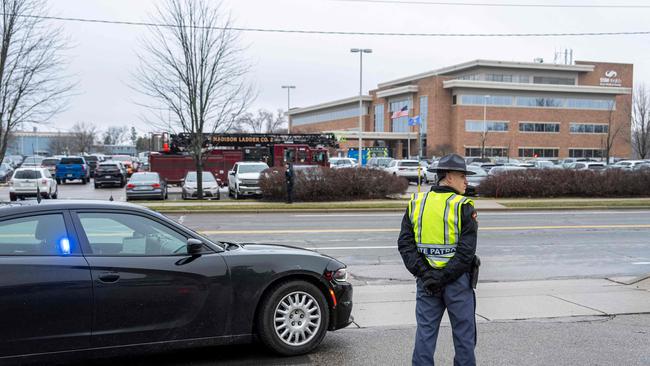 Police outside the school. Picture: Getty Images