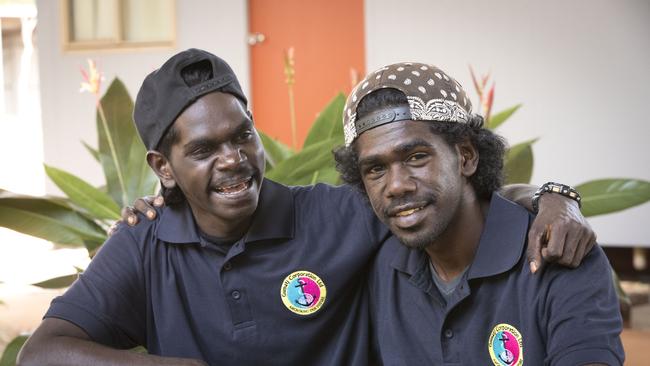 Balumba Gondarra, 18, and Michael Yunupingu, 19, will be part of the first intake into the Gulkula Training Centre in Arnhem Land. Picture: Peter Eve.