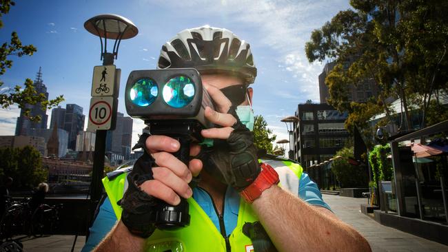 Senior Constable Craig Johnson on the radar. Picture: Mark Stewart