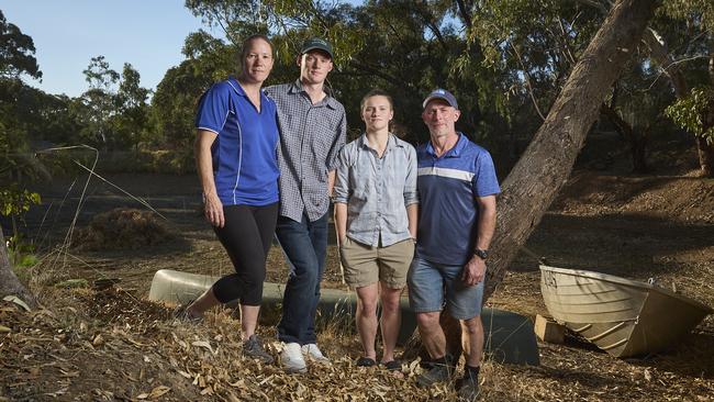 Megan, Will, Bel, and Jason Loffler at their Woodcroft home. Picture: Matt Loxton
