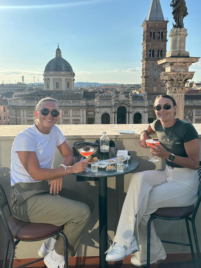 The Matilda's Caitlin Foord and girlfriend Katie McCabe in Rome. Photo: Instagram.