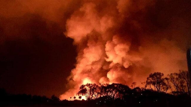 CFS battle the flames during the Cherry Gardens Bushfire. Picture: Sellicks Country Fire Service