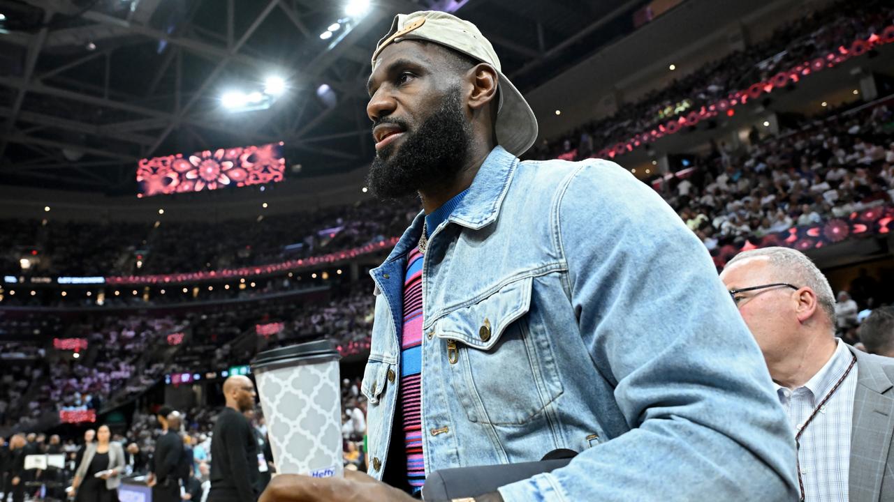 LeBron James was in attendance for Cleveland’s playoff match against Boston. (Photo by Nick Cammett/Getty Images)