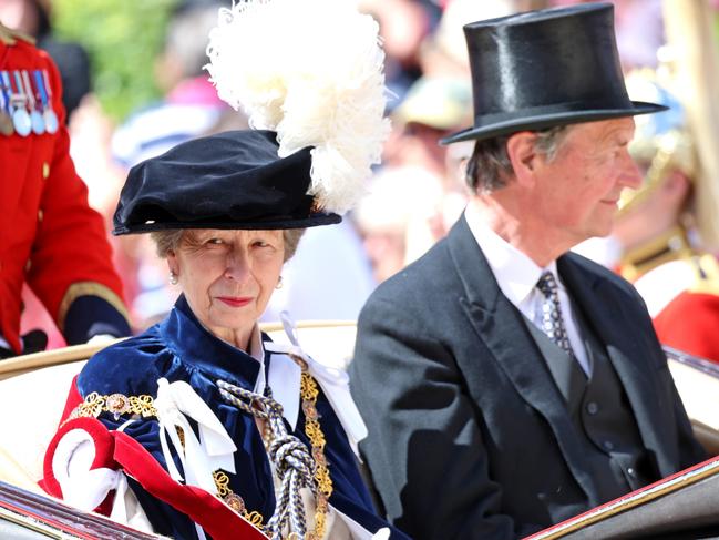 Princess Anne and Vice Admiral Sir Timothy Laurence depart the Order Of The Garter Service at Windsor Castle last week. Picture: Chris Jackson – WPA Pool/Getty Images