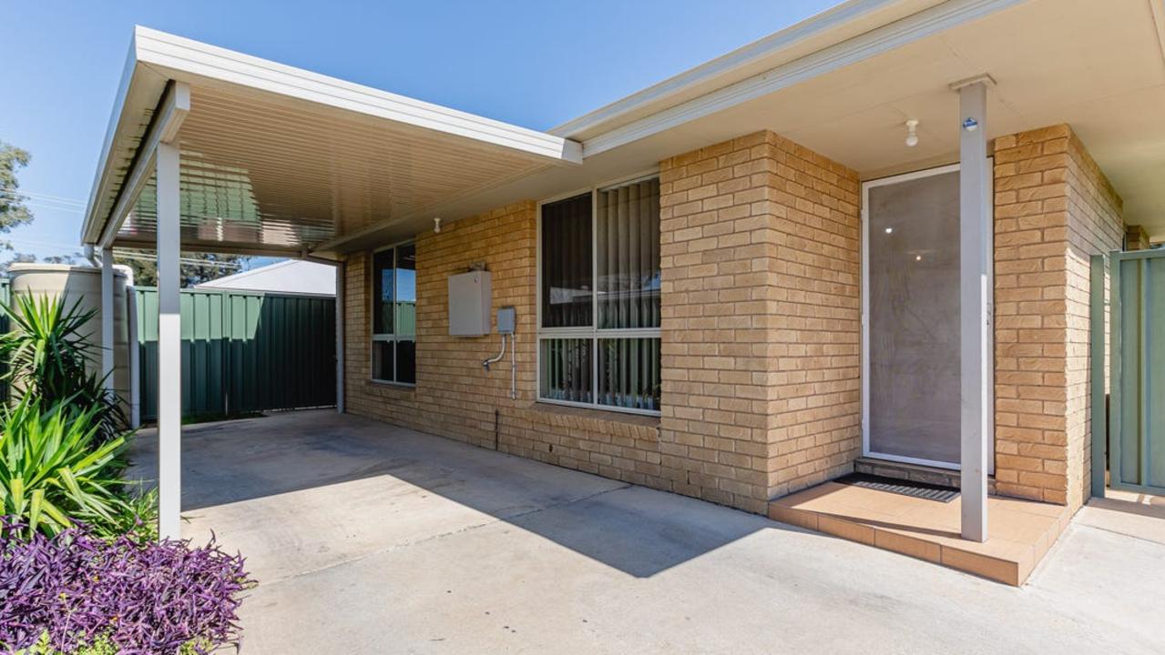 This three-bedroom townhouse at 13B Wilkins St, Dubbo, is on the market for $445,000 to $465,000.