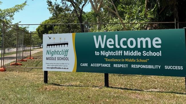 Nightcliff Middle School will have a new car park by February 2025. The construction site boundary can be seen beyond the school’s signage.