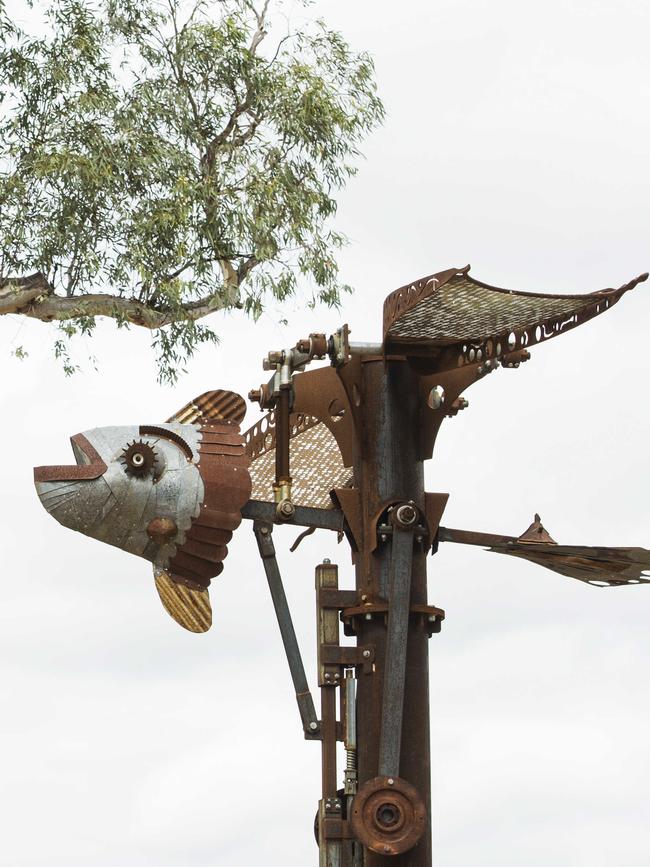 Park art: Flying fish sculpture in the children's garden. Picture: Zoe Phillips