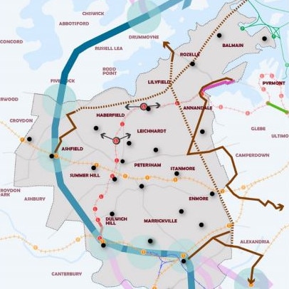 A map from the plan showing the possible North South Metro line route (blue strip)