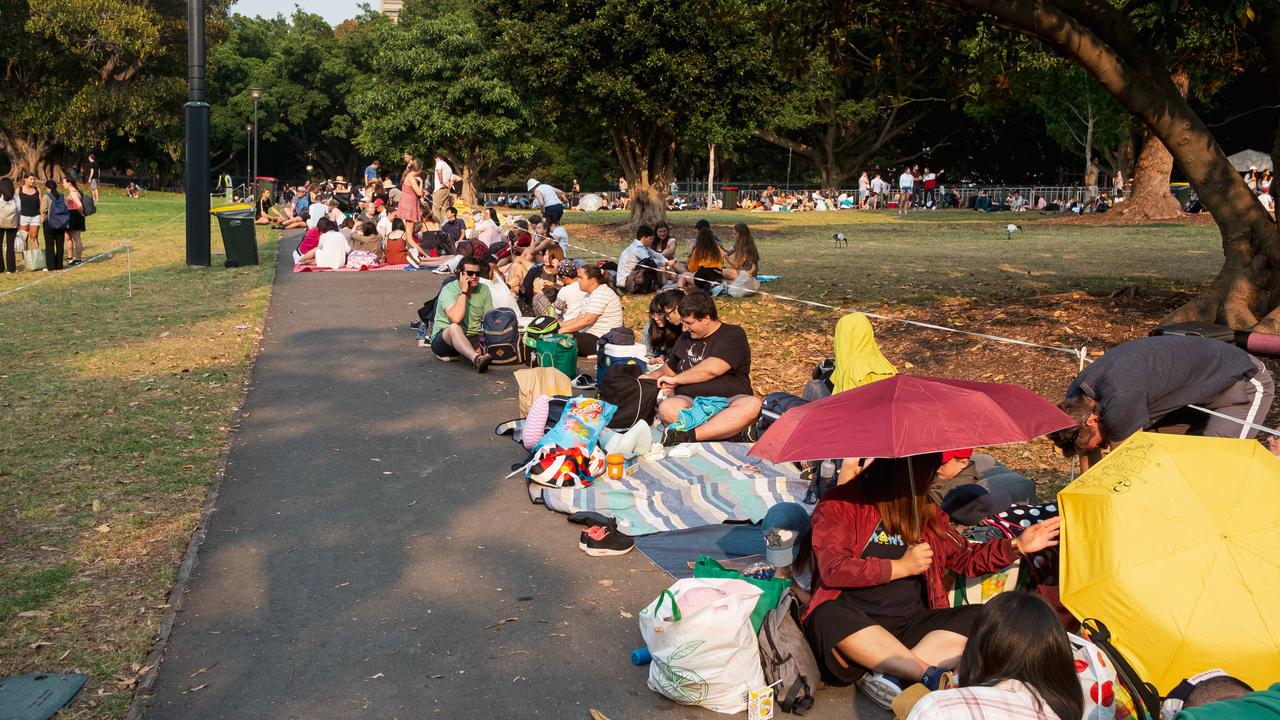 There was also an enormous queue in The Domain in Sydney’s CBD today. Picture: Flavio Brancaleone