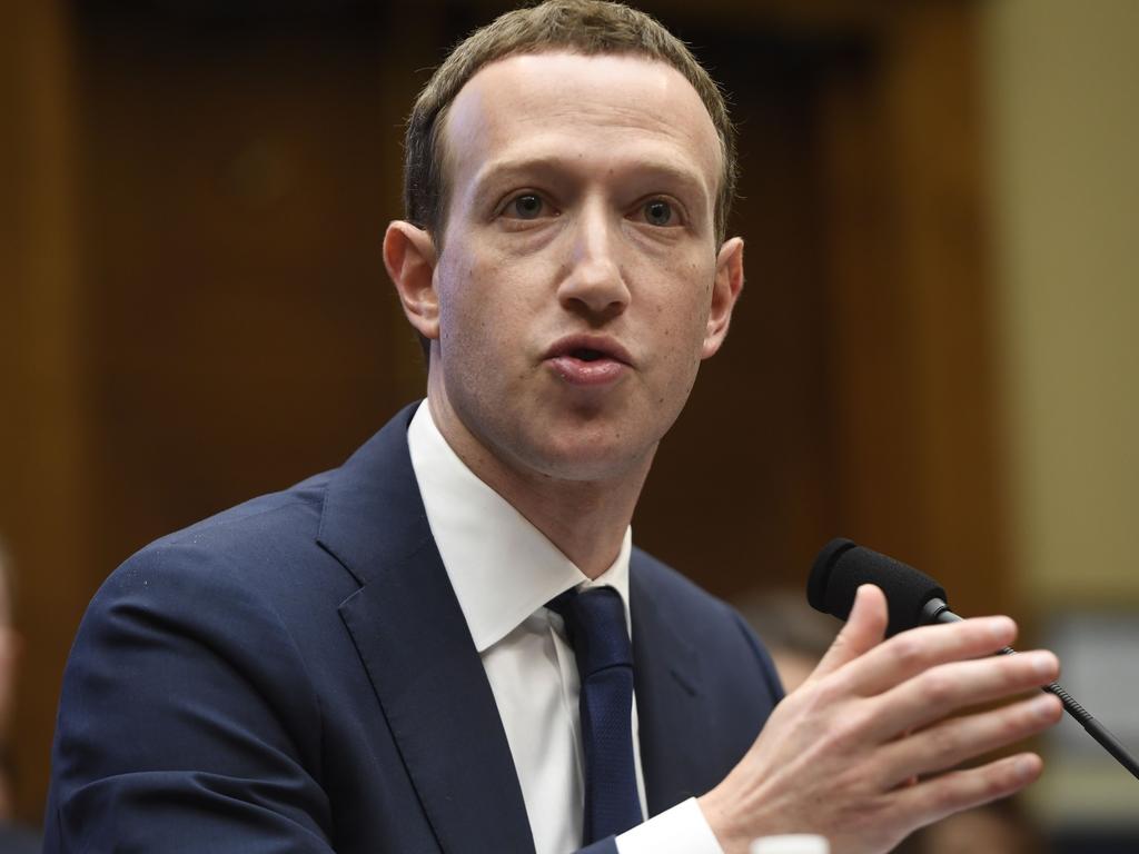 Facebook CEO and founder Mark Zuckerberg testifies during a hearing about Facebook’s handling of users’ data on Capitol Hill in April. Picture: AFP