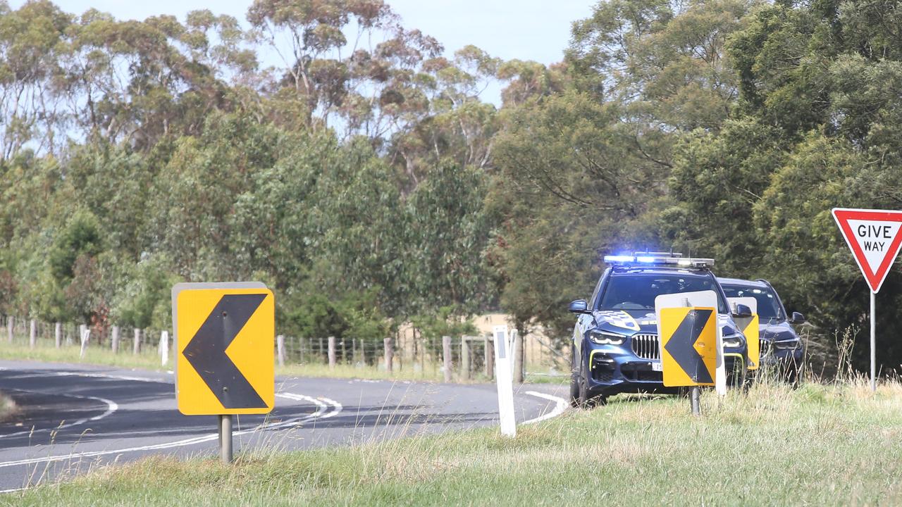 Scene of fatal motorcycle crash on the junction of Cape Otway Road and Dysons Lane. Picture: Alan Barber