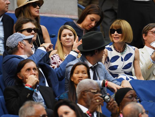 Kevin Spacey and editor-in-chief of Vogue Anna Wintour attend the Men’s Singles Final Match between Novak Djokovic of Serbia and Stan Wawrinka of Switzerland on Day Fourteen of the 2016 US Open at the USTA Billie Jean King National Tennis Center on September 11, 2016. Picture: Getty
