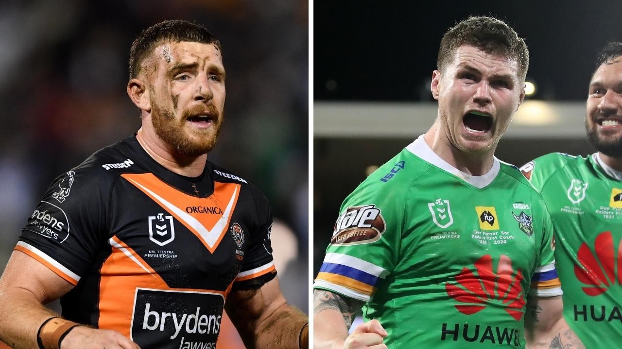 Jackson Hastings and John Bateman. Photo: NRL Photos and Cameron Spencer, Getty Images.