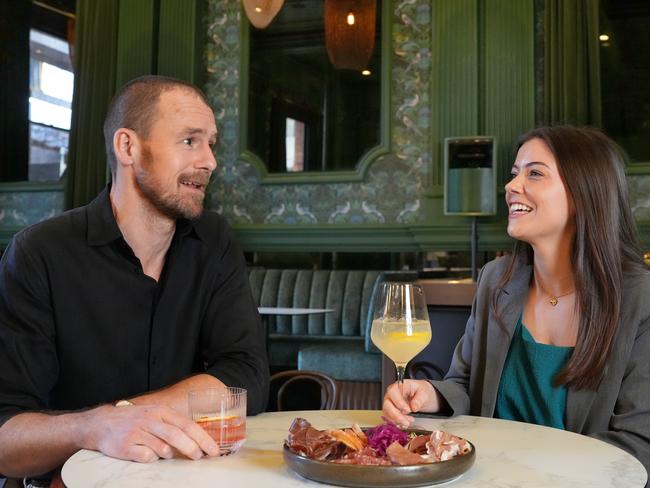 First look newly revamped Adelaide bar and nightclub Electra House. Now re-branded Electra, the venue has shed its nightclub image and will focus on its bar and food offering. Models Ross and Sarah. 27 August 2024. Picture Dean Martin