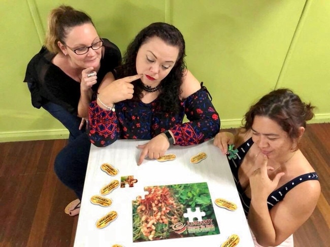 Kingaroy Needs a Big Peanut Committee members; Susan Harvey, Kristy Board and Abigail Andersson were puzzled as to why Kingaroy does not already have a big peanut. File Photo.