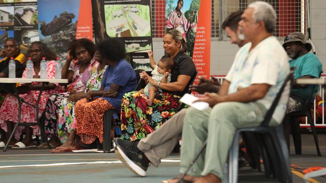 Local Decision Making minister Selena Uibo with her five-month-old Phoenix at the launch of the new justice initiatives for Groote Archipelago on Friday February 2. Picture: Zizi Averill