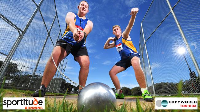 Jett and PJ Carlin are the nephews of a Commonwealth Games gold medallist and their efforts will be live-streamed on Advertiser.com.au this weekend as part of our exclusive broadcast of the Copyworld Toshiba South Australian Track and Field Championships, sponsored by Copyworld and Sportitude. Picture: Mark Brake