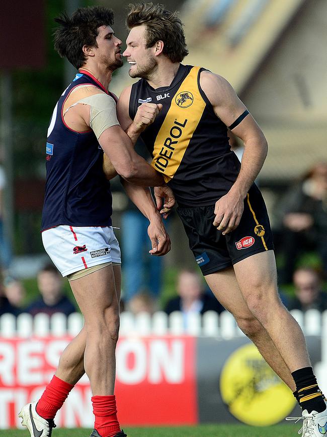 Former Glenelg player Michael Galley captained the SFL team in the association game against the GSFL on Saturday. Picture: Mark Brake