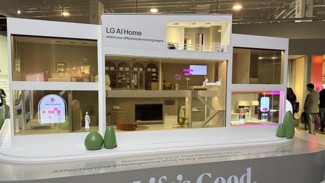 A model displays LG's vision for a smart home at its main booth at CES in Las Vegas.