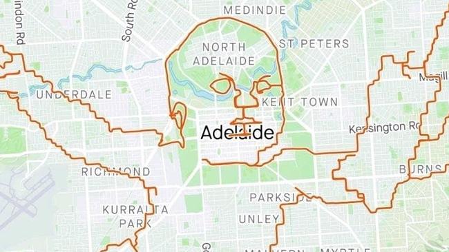 Strava artist Pete Stokes recreated the naked Nirvana baby on the streets of Adelaide. Picture: Facebook