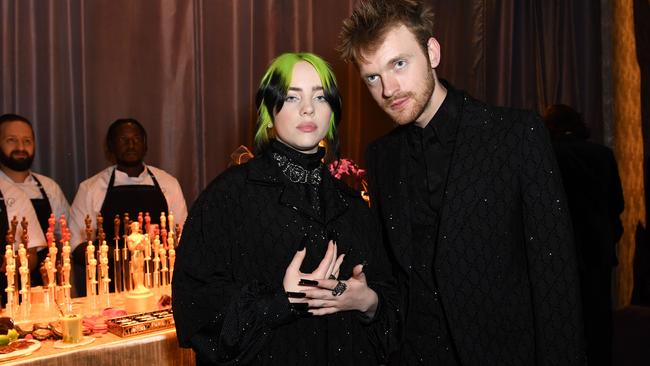 Billie Eilish and brother Finneas are working on new music in isolation. Picture: AFP