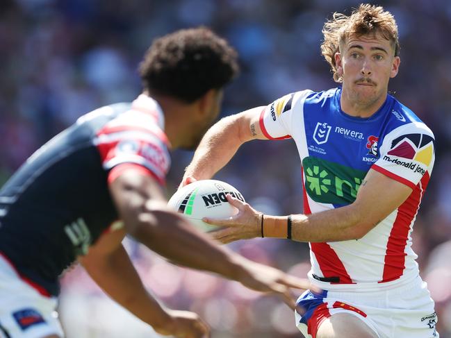 Fletcher Sharpe has impressed in the halves for the Knights. Picture: Getty Images