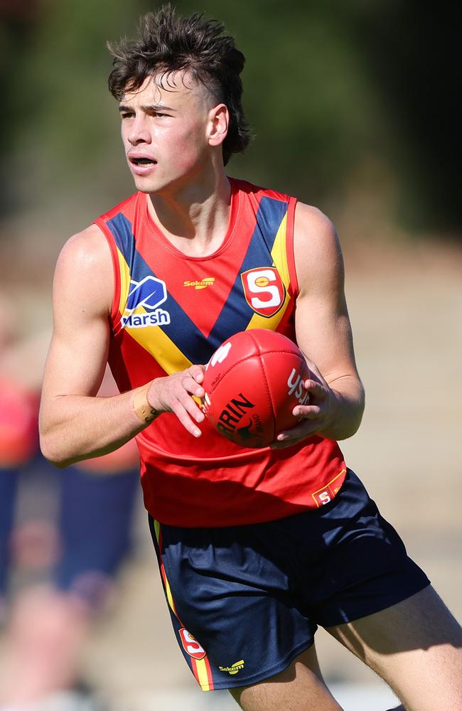 Lucas Camporeale looks to be Blues-bound come November’s National Draft. Picture: Sarah Reed/AFL Photos via Getty Images.