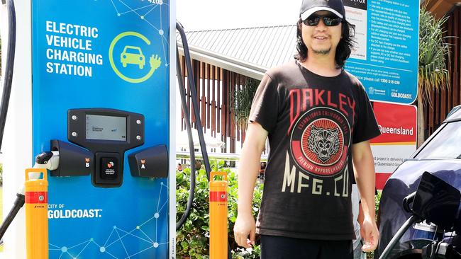 Gabriel Cheng at a Tritium charging site on the Gold Coast