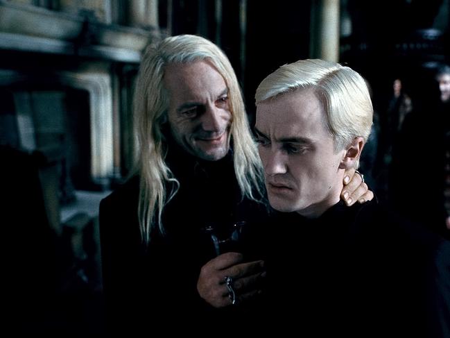 Isaacs, pictured with Tom Felton, played Lucius Malfoy in the Harry Potter series. Picture: Jaap Buitendijk