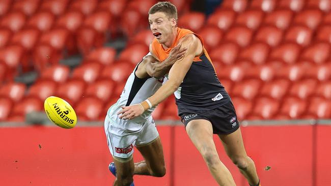 GWS defender Aidan Corr is set to join the Kangaroos as a free agent. Picture: Getty